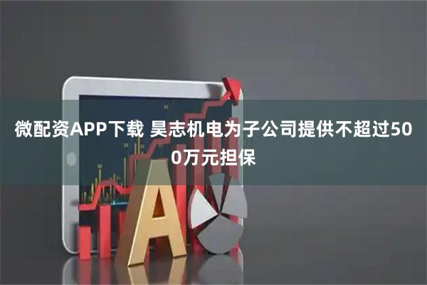微配资APP下载 昊志机电为子公司提供不超过500万元担保
