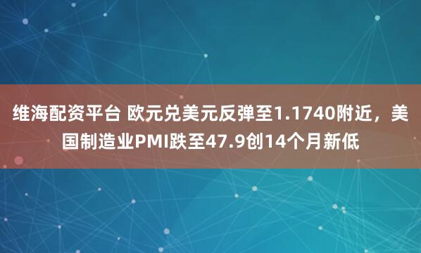维海配资平台 欧元兑美元反弹至1.1740附近，美国制造业PMI跌至47.9创14个月新低